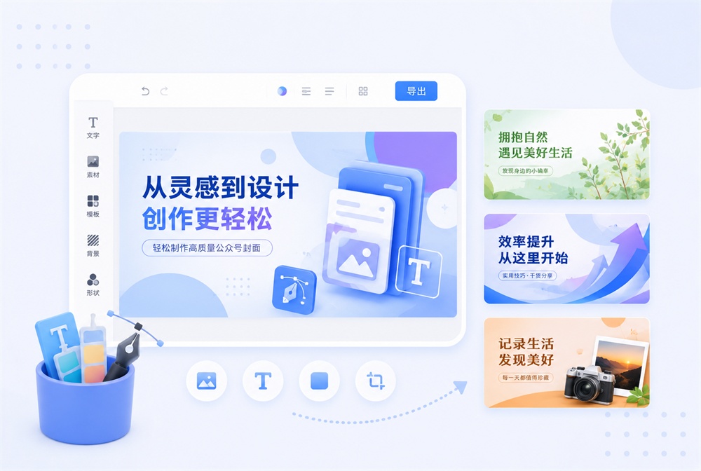 每次写完公众号文章，最让人头疼的，往往不是正文，而是封面图。标题想好了，排版也弄完了，结果卡在首图上。上网找图怕侵权，自己打开PS又觉得太重，改个字、调个背景都要折腾半天。对于经常写公众号的人来说，找一个好用的公众号首图设计软件，其实比想象中重要。